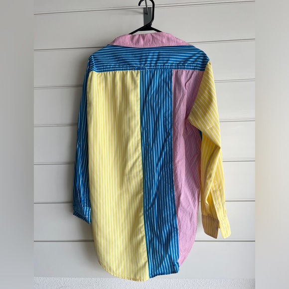 Solid and Striped Small Button Down oversized multicolor blouse (excellent) - Picture 2 of 3